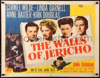 7w337 WALLS OF JERICHO 1/2sh 1948 art of Cornel Wilde, Darnell, Ann Baxter & Kirk Douglas!