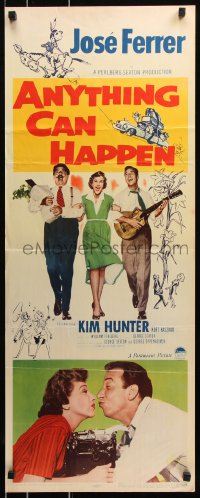 7w667 ANYTHING CAN HAPPEN insert 1952 Jose Ferrer, Kim Hunter, Kurt Kasznar, wacky artwork!