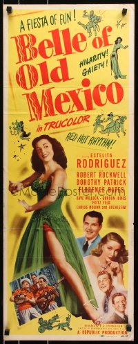 7w682 BELLE OF OLD MEXICO insert 1950 full-length art of sexy dancer Estelita Rodriguez!