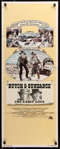 7w705 BUTCH & SUNDANCE - THE EARLY DAYS insert 1979 western art of Tom Berenger & William Katt!