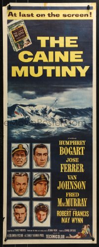 7w706 CAINE MUTINY insert 1954 art of Humphrey Bogart, Jose Ferrer, Van Johnson & Fred MacMurray!