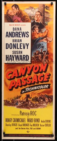 7w709 CANYON PASSAGE insert 1945 Jacques Tourneur, Dana Andrews, Susan Hayward, Brian Donlevy