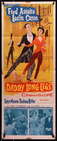 7w721 DADDY LONG LEGS insert 1955 wonderful art of Fred Astaire dancing with Leslie Caron!