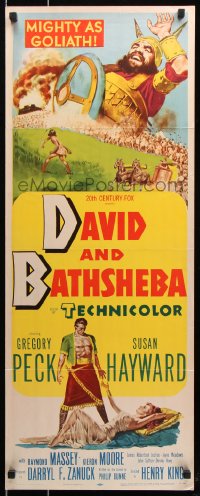 7w726 DAVID & BATHSHEBA insert 1951 Biblical Gregory Peck broke God's commandment for sexy Susan Hayward