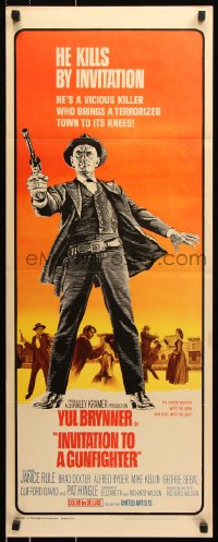 7w815 INVITATION TO A GUNFIGHTER insert 1964 vicious killer Yul Brynner brings a town to its knees!