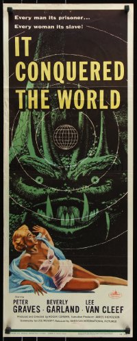7w817 IT CONQUERED THE WORLD insert 1956 Roger Corman, AIP, great art of wacky monster & sexy girl!