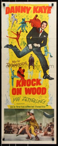 7w828 KNOCK ON WOOD insert 1954 great full-length image of dancing Danny Kaye, Mai Zetterling!
