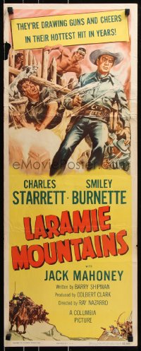 7w829 LARAMIE MOUNTAINS insert 1952 Cravath art of Charles Starrett & Smiley vs Native Americans!