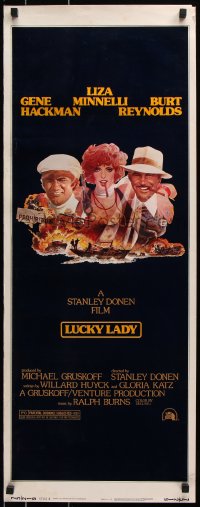 7w838 LUCKY LADY style B insert 1975 Gene Hackman, Liza Minnelli, Burt Reynolds, Amsel art!