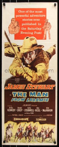 7w843 MAN FROM LARAMIE insert 1955 cool art of cowboy James Stewart, directed by Anthony Mann!