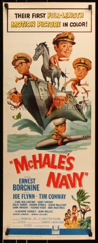 7w849 McHALE'S NAVY insert 1964 great artwork of Ernest Borgnine, Tim Conway & cast on ship!