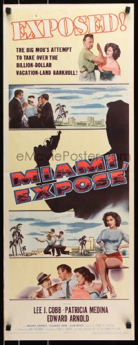 7w851 MIAMI EXPOSE insert 1956 Lee J. Cobb, sexy Patricia Medina getting slapped, Florida mob!