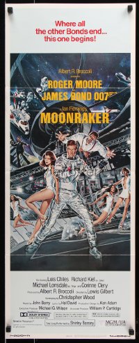 7w856 MOONRAKER insert 1979 art of Moore as James Bond & sexy Lois Chiles by Goozee!