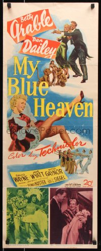 7w861 MY BLUE HEAVEN insert 1950 great art of sexy dancer Betty Grable & Dan Dailey too!