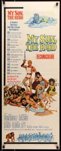 7w865 MY SON, THE HERO insert 1963 Arrivano I Titani, great sword & sandal action!