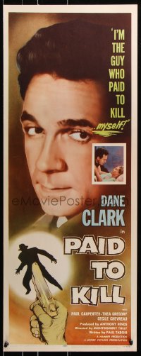 7w888 PAID TO KILL insert 1954 Dane Clark is the guy who paid to kill himself, cool image!