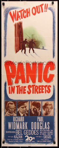 7w889 PANIC IN THE STREETS insert 1950 Richard Widmark, Jack Palance, Elia Kazan film noir!
