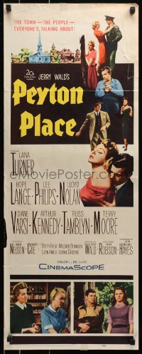 7w893 PEYTON PLACE insert 1958 Lana Turner, from novel of small town life by Grace Metalious!