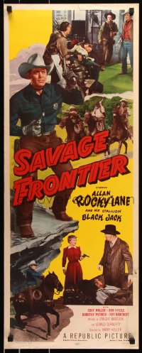 7w918 SAVAGE FRONTIER insert 1953 full-length Rocky Lane shooting guns + his horse Black Jack!