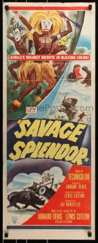 7w919 SAVAGE SPLENDOR insert 1949 Armand Denis African jungle expedition, cool images!
