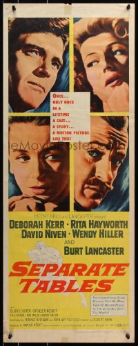 7w926 SEPARATE TABLES insert 1958 Burt Lancaster desperately & violently craves Rita Hayworth!