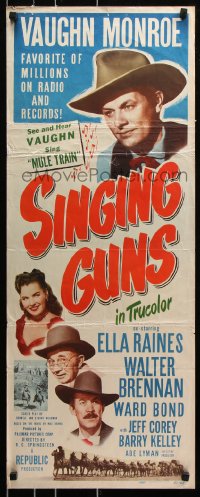 7w933 SINGING GUNS insert 1950 singer Vaughn Monroe, sexy Ella Raines, from Max Brand's novel!