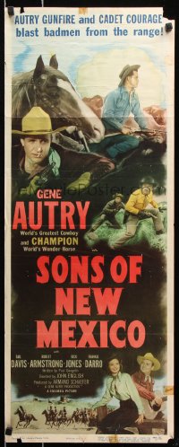 7w939 SONS OF NEW MEXICO insert 1949 cool image of Gene Autry with gun, Champion!