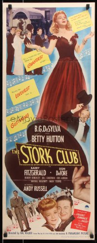 7w943 STORK CLUB insert 1945 Barry Fitzgerald, great art of pretty Betty Hutton!