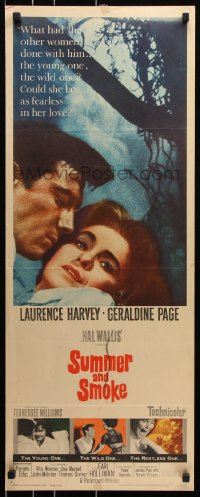 7w949 SUMMER & SMOKE insert 1961 close up of Laurence Harvey & Geraldine Page, by Tennessee Williams!