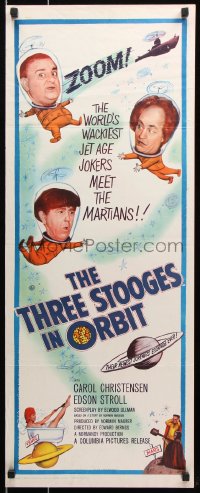 7w964 THREE STOOGES IN ORBIT insert 1962 astro-nuts Moe, Larry & Curly-Joe meet the sexy Martians!