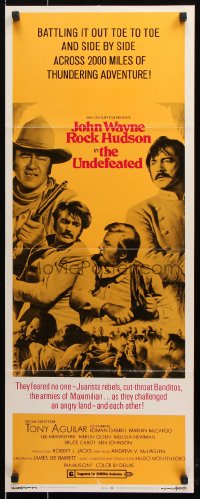 7w975 UNDEFEATED insert 1969 great Civil War cast portrait with John Wayne & Rock Hudson!