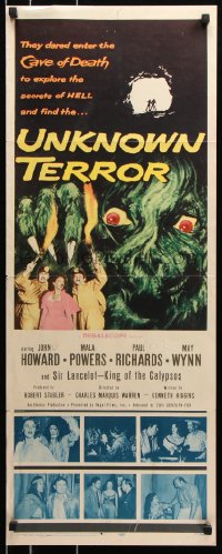 7w977 UNKNOWN TERROR insert 1957 they dared enter the Cave of Death and explore the secrets of HELL