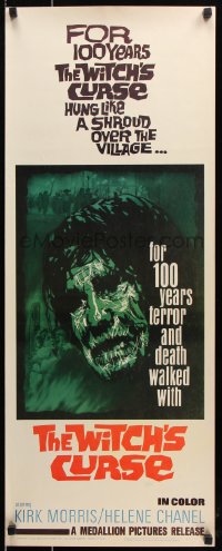 7w992 WITCH'S CURSE insert 1963 Maciste All'Inferno, Kirk Morris, Helene Chanel, wild horror art!