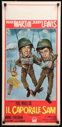 7w592 JUMPING JACKS Italian locandina R1960 image of Army paratroopers Dean Martin & Jerry Lewis!