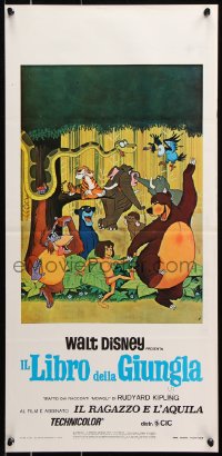 7w593 JUNGLE BOOK Italian locandina R1970s Walt Disney cartoon classic, Mowgli & friends!