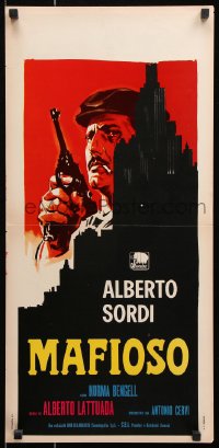 7w609 MAFIOSO Italian locandina R1970s great artwork of gangster Alberto Sordi holding gun!