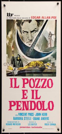 7w621 PIT & THE PENDULUM Italian locandina R1975 Vincent Price, Roger Corman & Edgar Allan Poe!