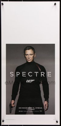 7w640 SPECTRE teaser Italian locandina 2015 Daniel Craig in black as James Bond 007 with gun!