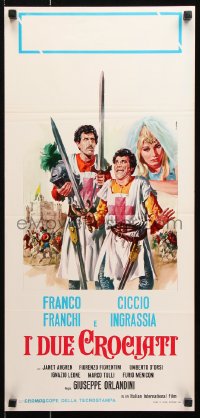 7w644 TWO CRUSADERS Italian locandina 1968 I Due Crociati, Franco & Ciccio, Renato Casaro art!