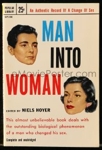 7x109 MAN INTO WOMAN Popular Library edition paperback book 1953 authentic record of a sex change!