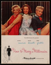 7x353 HOW TO MARRY A MILLIONAIRE souvenir program book 1953 Marilyn Monroe, Betty Grable, Lauren Bacall