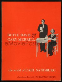 7x493 WORLD OF CARL SANDBURG stage play souvenir program book 1959 Bette Davis & Gary Merrill!