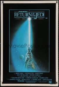 7y013 RETURN OF THE JEDI style A Aust 1sh 1983 George Lucas, hands holding lightsaber by Tim Reamer!
