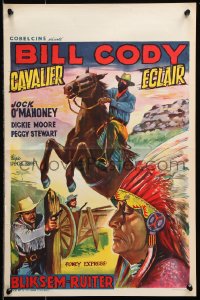 7y293 CODY OF THE PONY EXPRESS Belgian 1950 serial, cool Wik cowboy & Indian artwork!