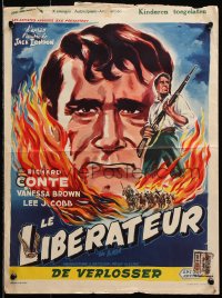 7y312 FIGHTER Belgian 1953 different art of Richard Conte with rifle, from a story by Jack London!