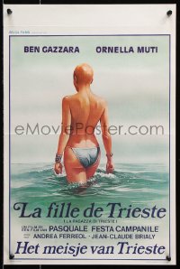 7y339 LA RAGAZZA DI TRIESTE Belgian 1982 art of sexy bald Omella Muti topless in water!
