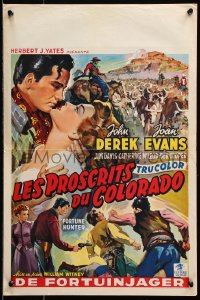 7y363 OUTCAST Belgian 1954 John Derek, Joan Evans, reckless violence & love in the West!