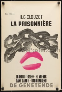 7y387 WOMAN IN CHAINS Belgian 1968 Henri Clouzot's La Prisonniere, Excoffon art of lips & chain!