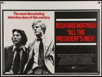 7y071 ALL THE PRESIDENT'S MEN British quad 1976 Dustin Hoffman & Redford as Woodward & Bernstein!