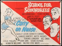 7y076 CARRY ON NURSE/SCHOOL FOR SCOUNDRELS British quad 1960s sexy comedy double bill, ultra-rare!